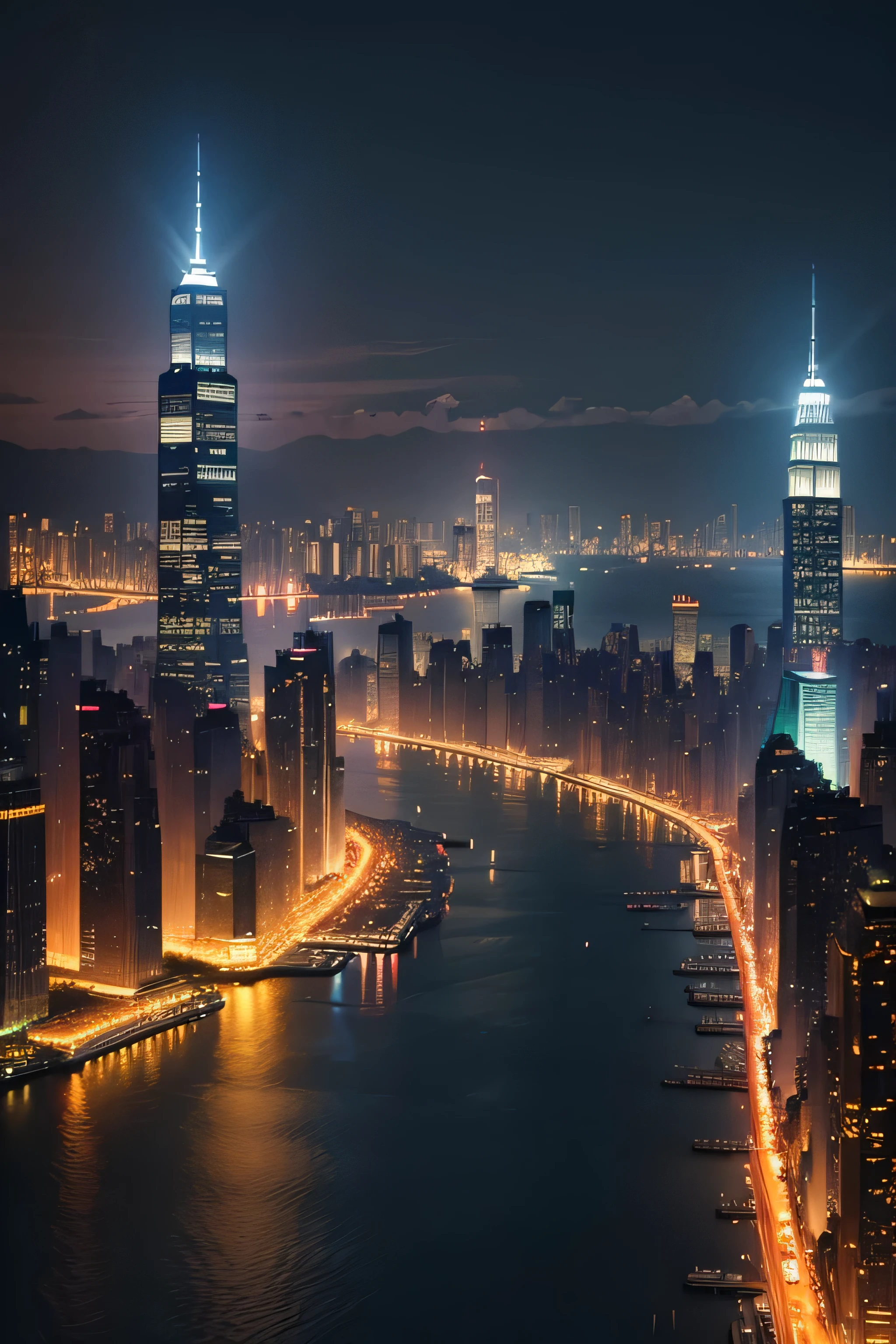 New York City, night, Hong Kong atmosphere