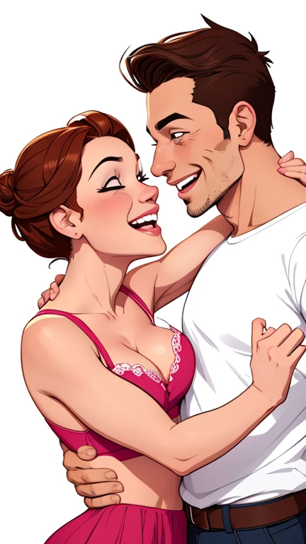 Couple style digital illustration White background of happy man and woman with beautiful smile Cartoon style digital illustration White background Cartoon style happy couple in love varied poses