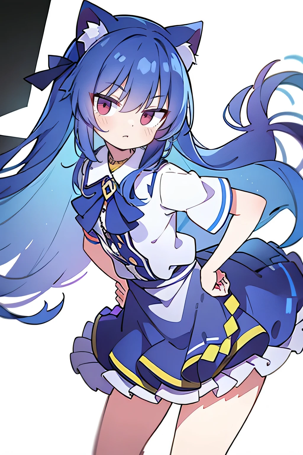 (Masterpiece), best quality, expressive eyes, perfect face, 1girl,
Put your hands on your waist, fair, gorgeous, Japanese comics, girl, Lola, young angel, blue hair, blue hair, flowing clothes, hug the waist, hug the waist, hands on hips, hands on hips, lay down , lying on the ground, legs on the ground, flat chest, cat ears