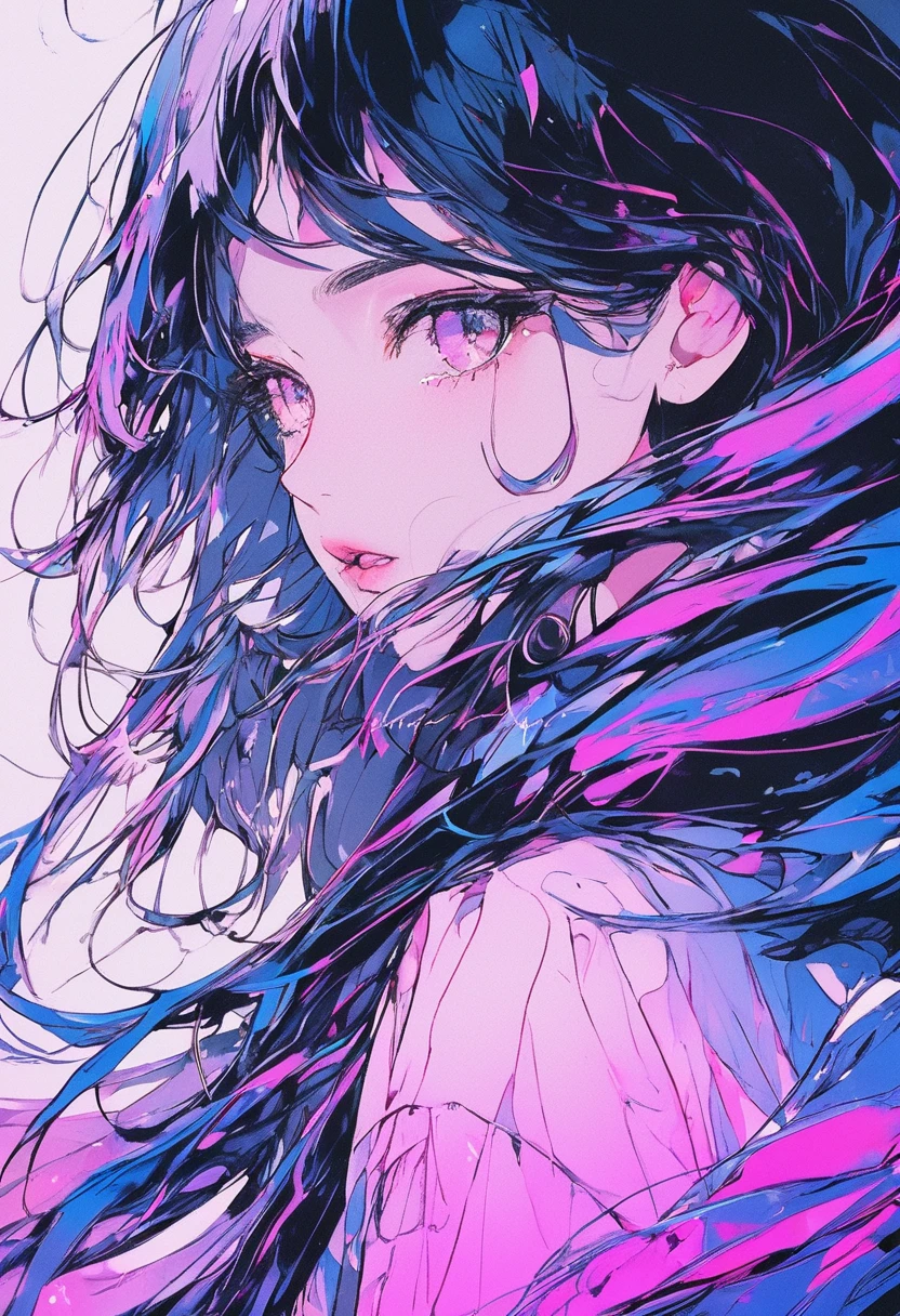 (highest quality, sketch:1.2), spectacular realistic,(Super detailed support),illustrator,anime,1 girl, lip details,custom, gradient background,neon hair,Texture Cropping, masterpiece, anime, Woman standing and staring at a black hole, fantasy world, Trending at Art Station, space art, dreamy psychedelic anime, beautiful anime scene, anime epic artwork. anime, Photo Image Pose, average length
