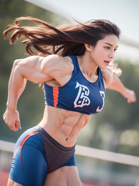Running man,long hair,muscle man,16k, high resolution, sharp and realistic details, cut-in, UHD, highres, best quality
