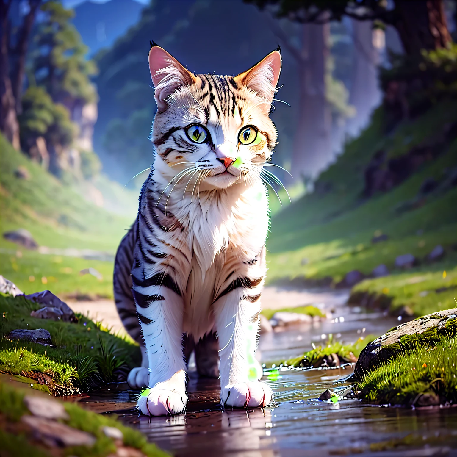 Cat, (full body:1.8), masterpiece, highest quality, 8K, disorganized, surreal, High resolution, photo shoot, film grain, chromatic aberration, sharp focus, HDR, face light, dynamic lighting, cinematic lighting, professional shadow, most detailed, very detailed, super detailed, finely, (sharp pupils, realistic student:0.6),(Japanese landscape background)