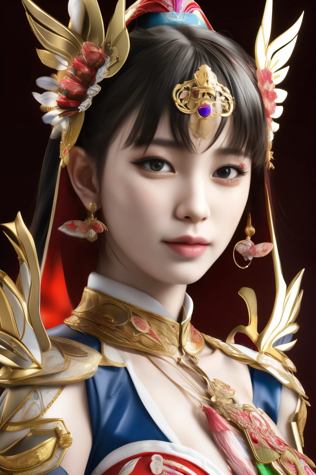 Hyper-realistic portrait of a Japanese girl dressed as Rider Sabela, intricate and detailed outfit, vibrant colors, close-up, shallow depth of field, soft lighting, high resolution, accurate representation, unique, creative, well-lit, clear details, Canon EOS R5, 50mm lens, f/1.4, elegant, refined, sophisticated, well-composed