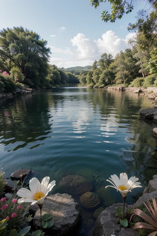 Flowers sea garden nature illustrated