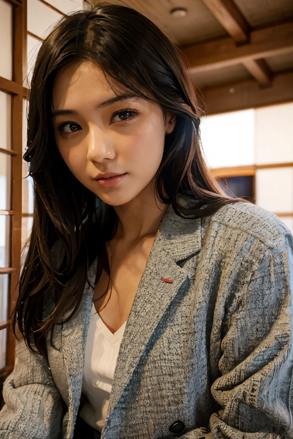 25 year old girl, Japanese girl, beautiful eye, white skin, pink lip