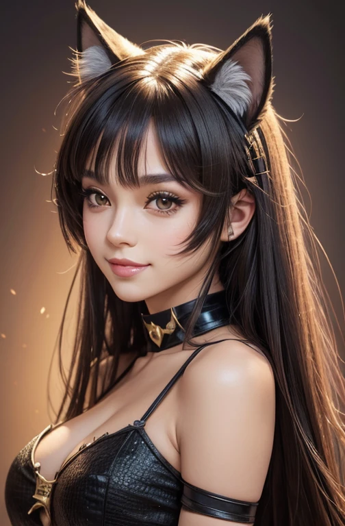 makeup, smile, cat ears, animal ears, animal ears, animal ears, animal ears, animal ears, animal ears, fox ears, Surrealism, 8k, masterpiece, masterpiece, masterpiece, anatomically correct, textured skin, super detail, high details. Girl. 22 years