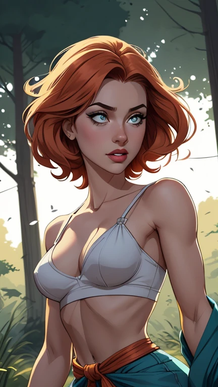 Personagem mulher PinUp dos anos 30 com marcas de guerras Imagem de desenho animado de uma mulher .cartoon style illustration, estilo de arte dos desenhos animados, estilo de arte dos desenhos animados, digital illustration style, design de personagens altamente detalhado, arte digital detalhada coragem, Forest fan art, Design de personagens de retrato, beautiful digital illustration, retrato de alta qualidade, Arte em quadrinhos, mulher jovem cabelo com transas lindas . Beautiful lined eyes Medium large bust and wonderful sexy clothes. image expression of sexual desire from the waist to the head illustration