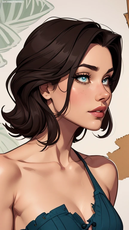 Personagem mulher PinUp dos anos 30 com marcas de guerras Imagem de desenho animado de uma mulher .cartoon style illustration, estilo de arte dos desenhos animados, estilo de arte dos desenhos animados, digital illustration style, design de personagens altamente detalhado, arte digital detalhada coragem, Forest fan art, Design de personagens de retrato, beautiful digital illustration, retrato de alta qualidade, Arte em quadrinhos, mulher jovem cabelo com transas lindas . Beautiful lined eyes Medium large bust and wonderful sexy clothes. image expression of sexual desire from the waist to the head illustration