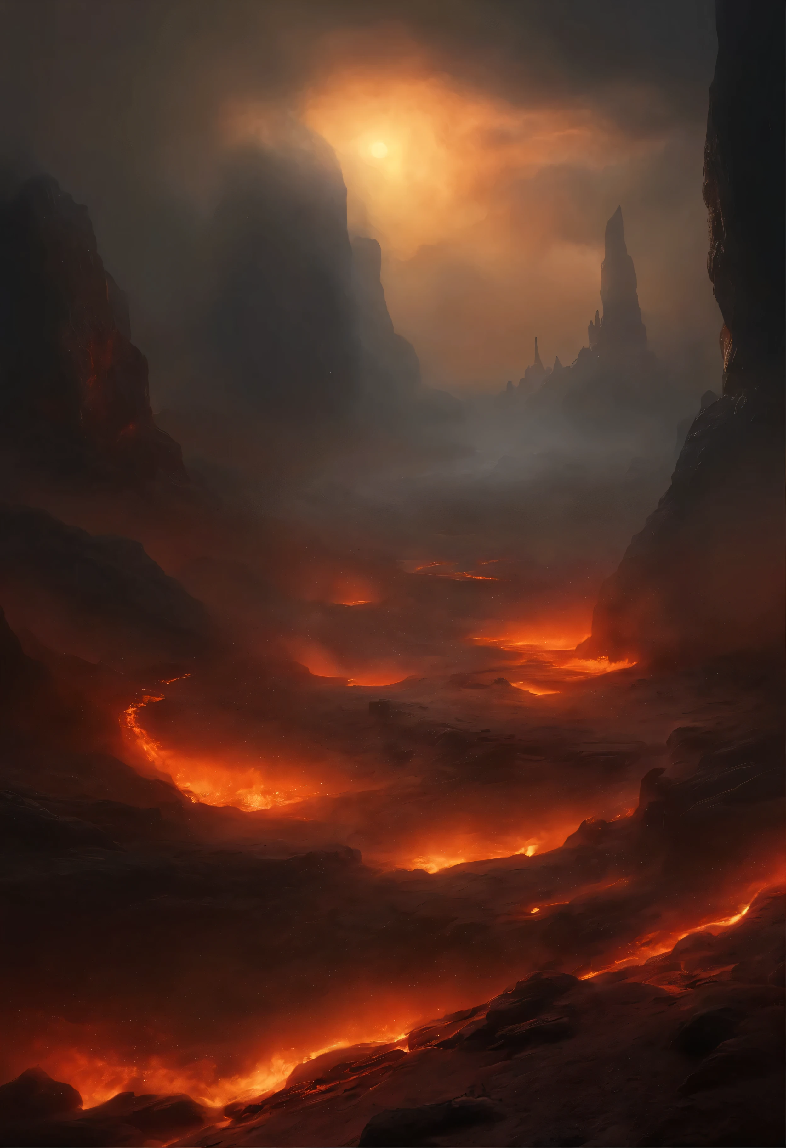 , hell landscape, The bottom of hell, The Final Battle in Hell, Apocalyptic landscapes!!!!!, Mustafar, The Ruins of Hell, ! Apocalyptic landscapes!!, Awesome D & D The Art of the Dark Sun, Gates of Hell, Gates of Hell, Arte Conceitual de World of Warcraft, Rescue from the underworld!!!!!!