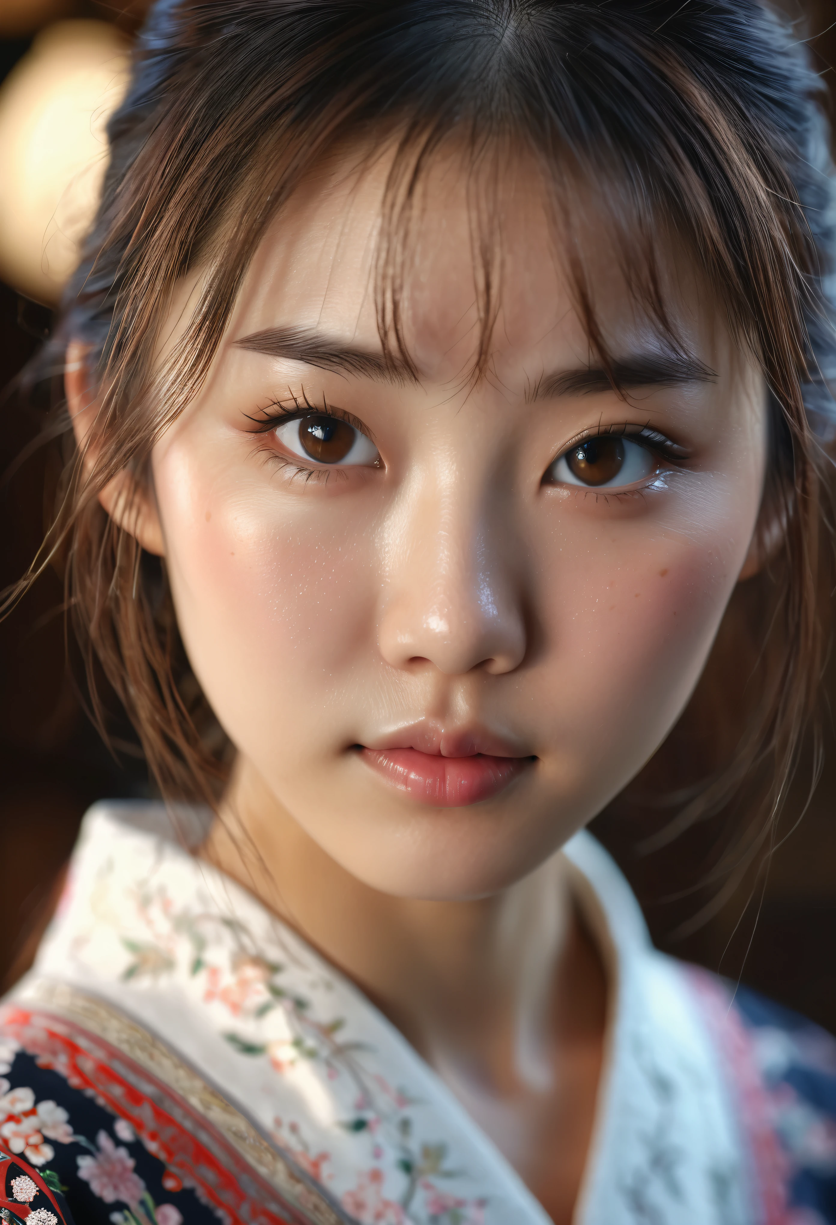 best quality, face focus, soft light, ultra high res, (photorealistic:1.4), RAW photo,
1japanese girl, solo, cute, (pupil, lights in the eyes),  detailed beautiful face, (),(high resolution detail of human skin texture),
(long hair),
indoor,
Damask Shirt Dress,
(portrait)