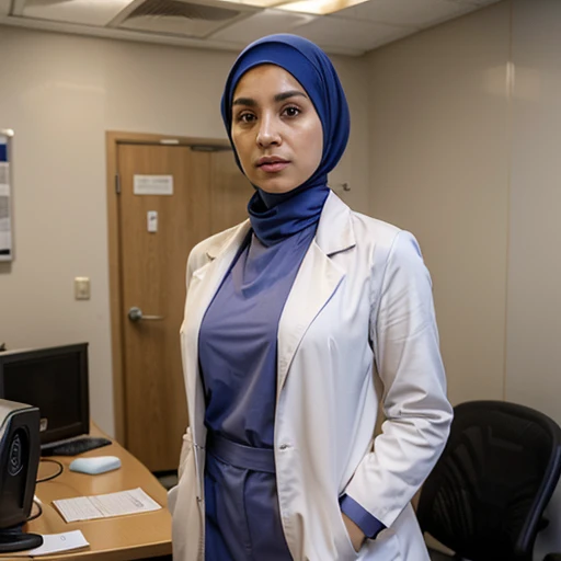 30 years Old, Hijab, mature woman, Big : 30, doctor suit, at doctor office