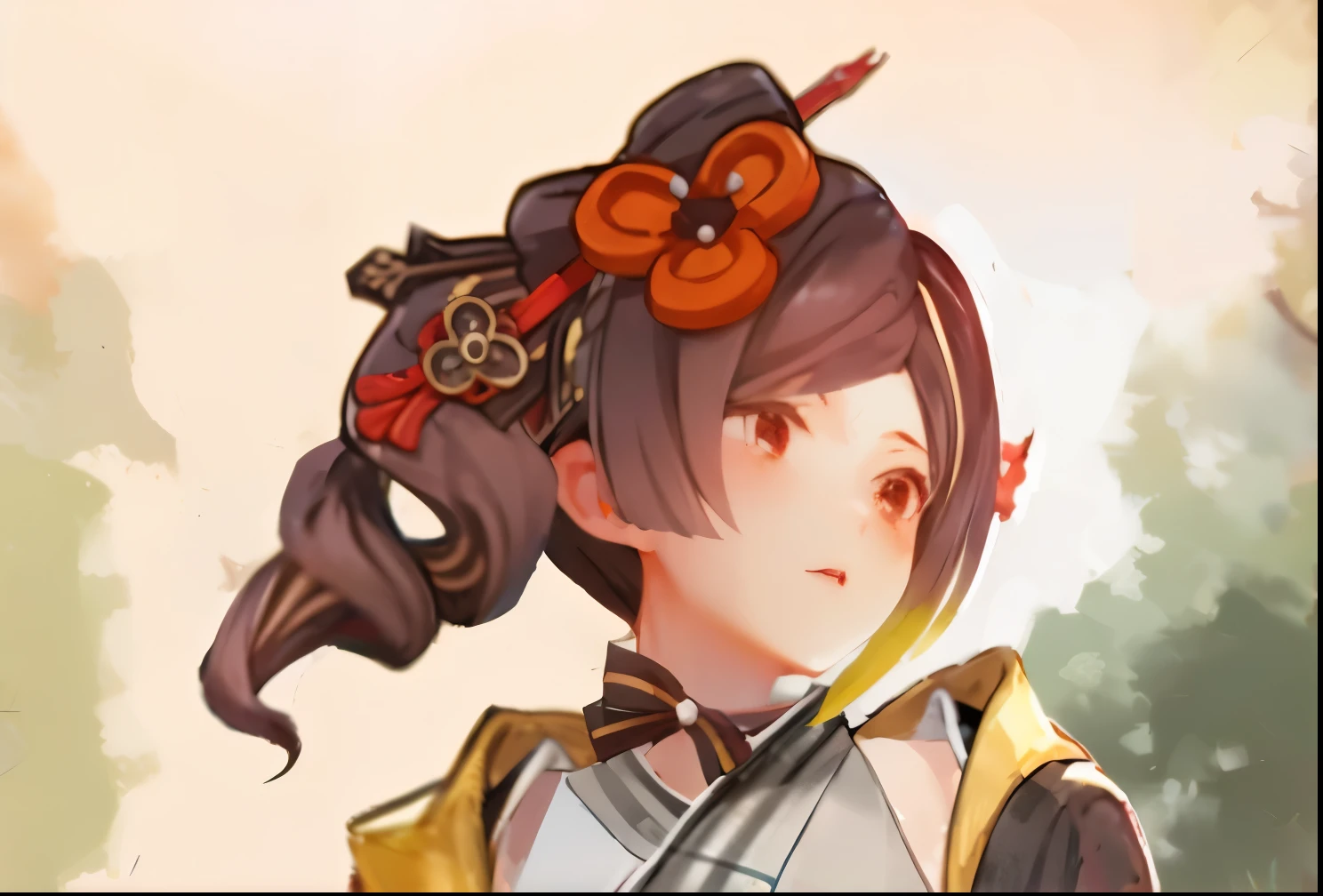 Anime girl with a big bow and a big hat, Onmyoji portrait, Onmyoji, 绫香Genshin冲击, 《Genshin》Zhongli in, 《Genshin》Keqing, 绫香游戏Genshin冲击, Ehime, heise jinyao, Onmyoji detailed art, return, bian lian, , guweiz