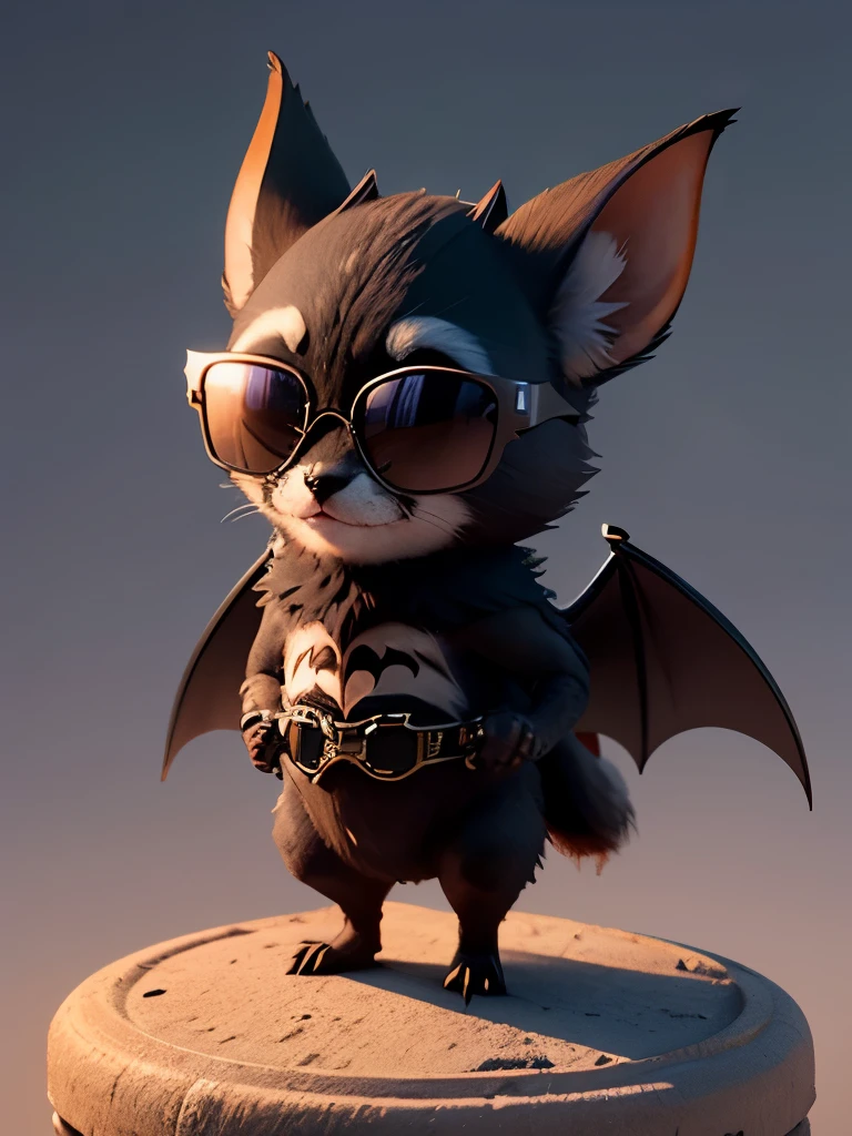 Little bat wearing sunglasses , Nice 3D rendering, , ,Naughty, Beautiful and detailed digital art, , Stylized 3D rendering, 3D rendering character art 8k, , Anime style 3D, Super detailed rendering