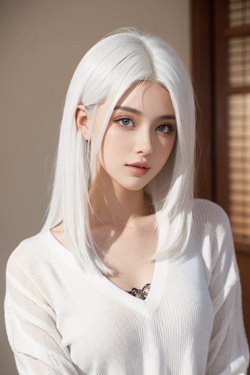 a hot girl with white hair