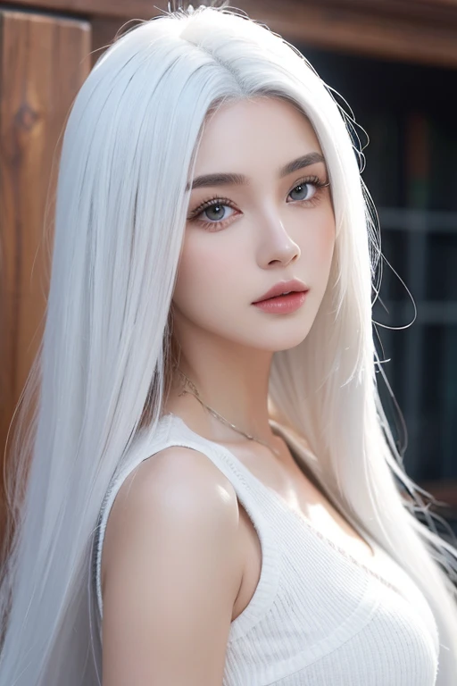 a hot girl with white hair