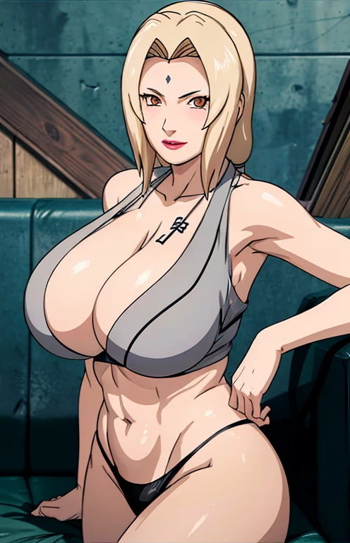(huge tits), cleavage, good anatomy, masterpiece, best quality, 4k, 8k, professional photography, soft light, sharp focus, 1 girl, blonde hair, sports bra, (mountain), clouds, blonde hair, parted banks, detailed face+brown eyes, smile, closed lips, lipstick, windows,full bodyshot, deep navelshow :1.5