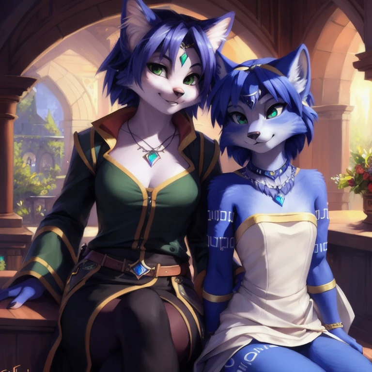 A beautiful and detailed (sweet portrait) von ((Krystal)), Sternenfuchs Krystal, Schlank, liebenswert, green eyes, medium breasts, (((Lange blaue Haare 1.3))), ((schwarze haarspitzen)), Dekollete, Grinsen, hoch schauen,, anthro, Pelzig, Hochgeladen E621, detailed flauschige fur, (von Fluff-Kevlar, Bayard Wu, Personalami, Pino Daeni), detailliertes Gesicht, (flauschige), 1 girl, Allein, wears a Gakuran , befindet sich in einer schule, spielt gitarre