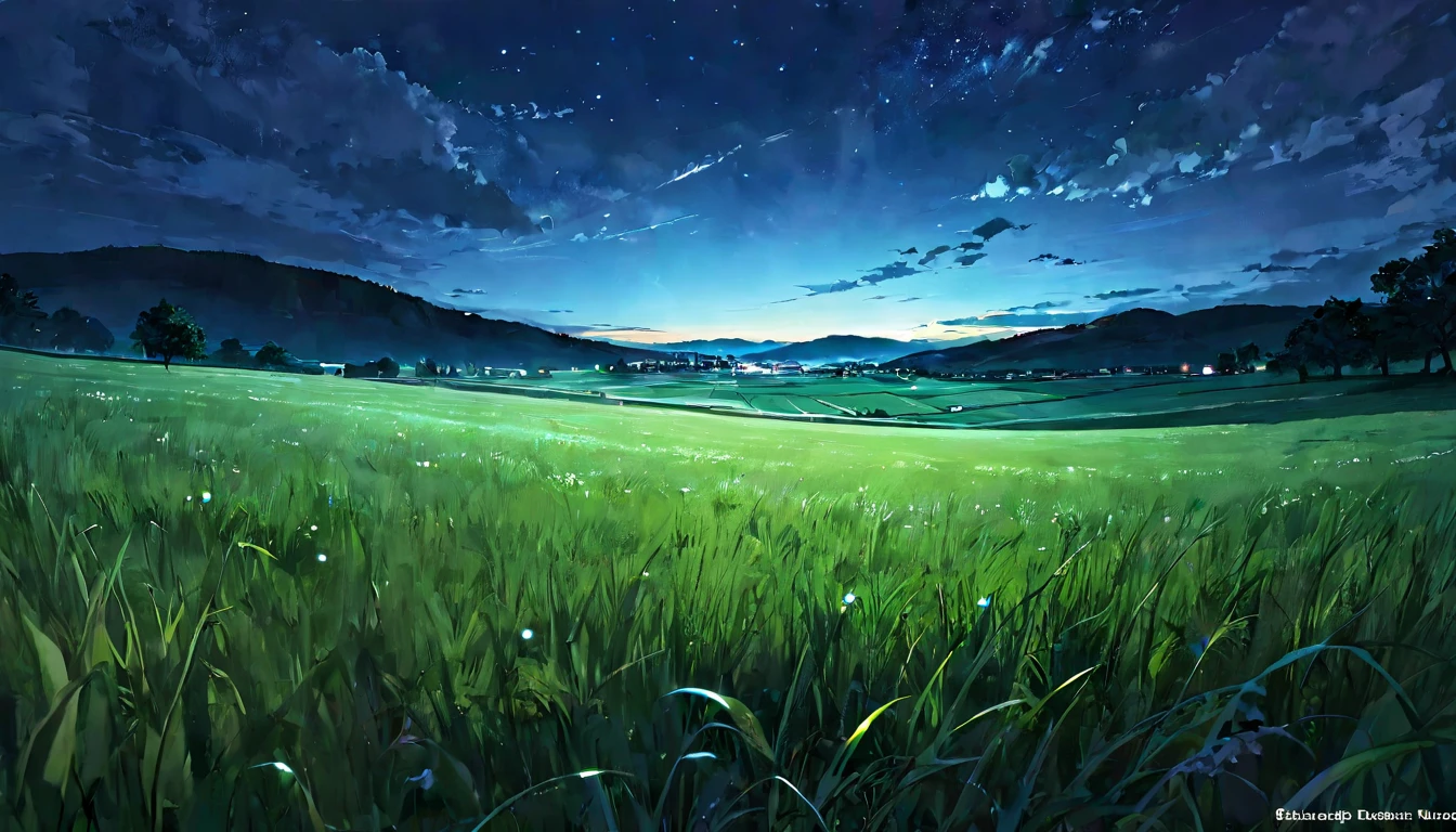 (masterpiece, best quality, very aesthetic, absurdres,general),grassland,night