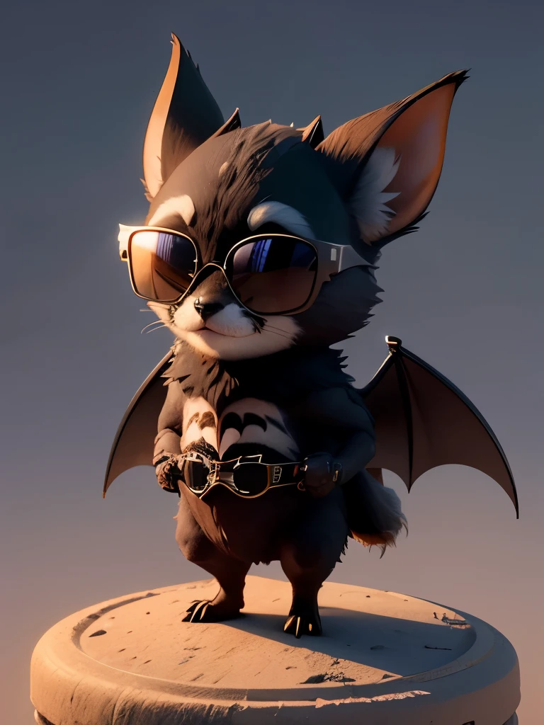 Little bat wearing sunglasses , Nice 3D rendering, , ,Naughty, Beautiful and detailed digital art, , Stylized 3D rendering, 3D rendering character art 8k, , Anime style 3D, Super detailed rendering