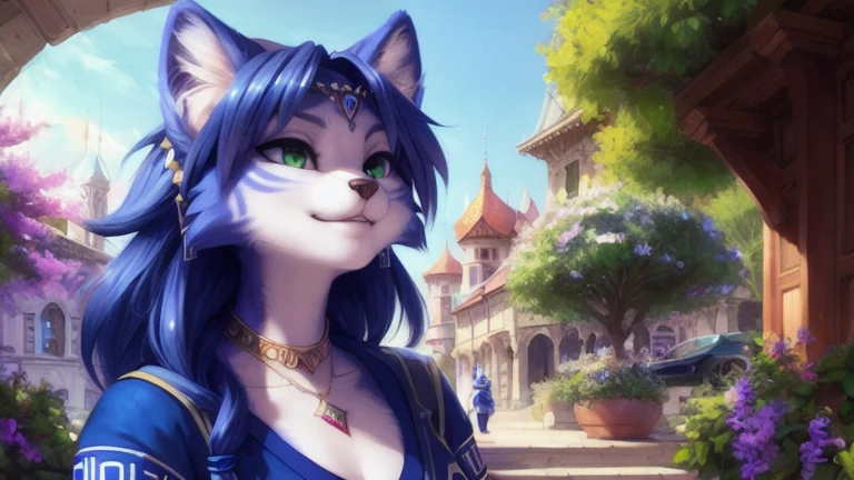 A beautiful and detailed (sweet portrait) von ((Krystal)), Sternenfuchs Krystal, Schlank, liebenswert, Green eyes, Small breasts, fantasy robe, Dekollete, Grinsen, hoch schauen,, Anthro, Pelzig, holografischer Bildschirm, Hochgeladen E621, detailed flauschige fur, (von Fluff-Kevlar, Bayard Wu, personalami, Pino Daeni), detailliertes Gesicht, (flauschige), 1girl, Allein, kein Wasserzeichen