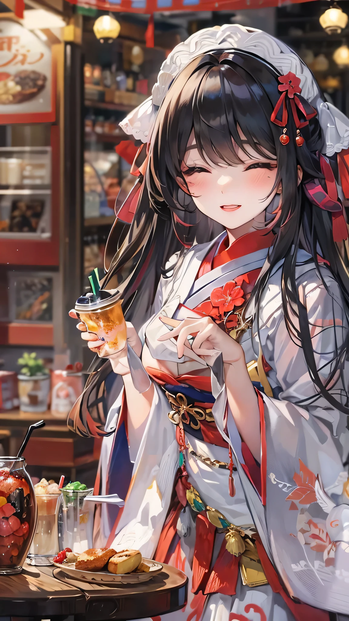 8K,a smile、slightly drunk、Thin yukata