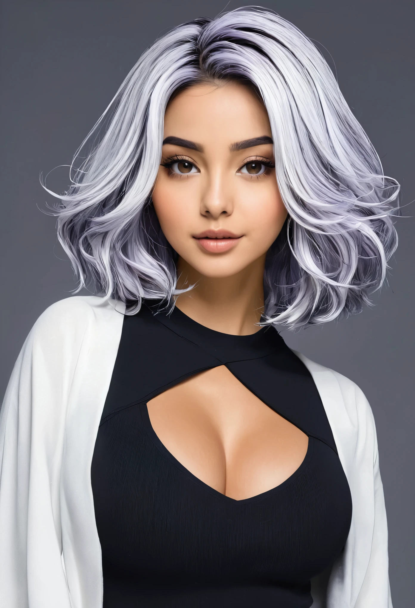 Mulher cabelo cacheado baixa e morena clara e tem que se parece com personagem de anime 