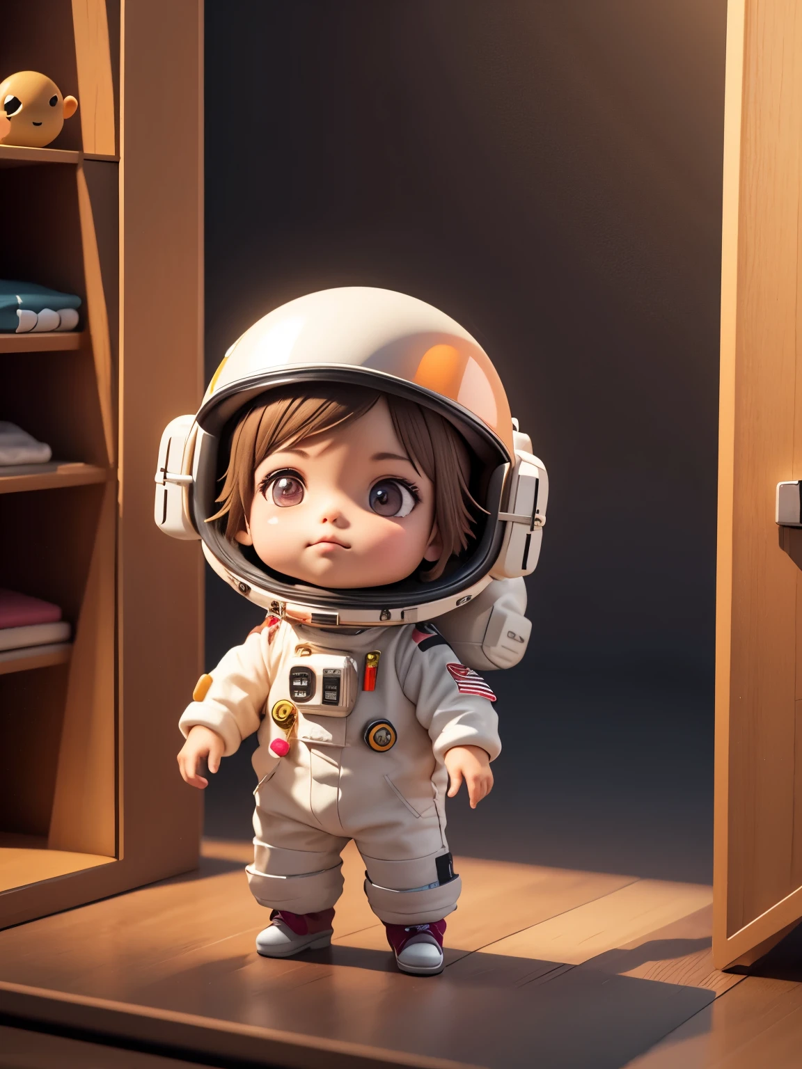 There is a small white and black dog with helmet and helmet., cute 3d rendering, little astronaut looking up, retrato anime cadete espacial chico, Cute anime boy 3d rendering, lindo arte digital detallado, Explorador masculino mini chico lindo, Stylized 3D rendering, Arte de personajes renderizados en 3D 8k, linda pintura digital, estilo animado 3D, Super detailed representation