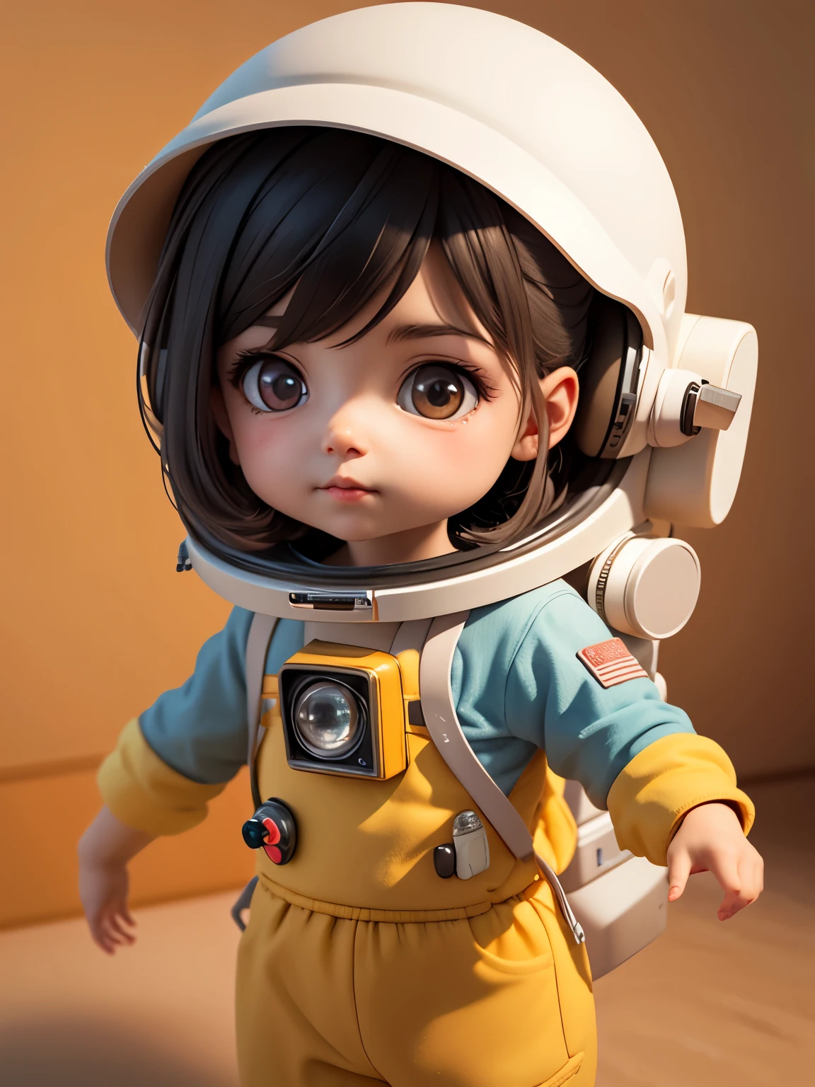 There is a small white and black dog with helmet and helmet., cute 3d rendering, little astronaut looking up, retrato anime cadete espacial chico, Cute anime boy 3d rendering, lindo arte digital detallado, Explorador masculino mini chico lindo, Stylized 3D rendering, Arte de personajes renderizados en 3D 8k, linda pintura digital, estilo animado 3D, Super detailed representation