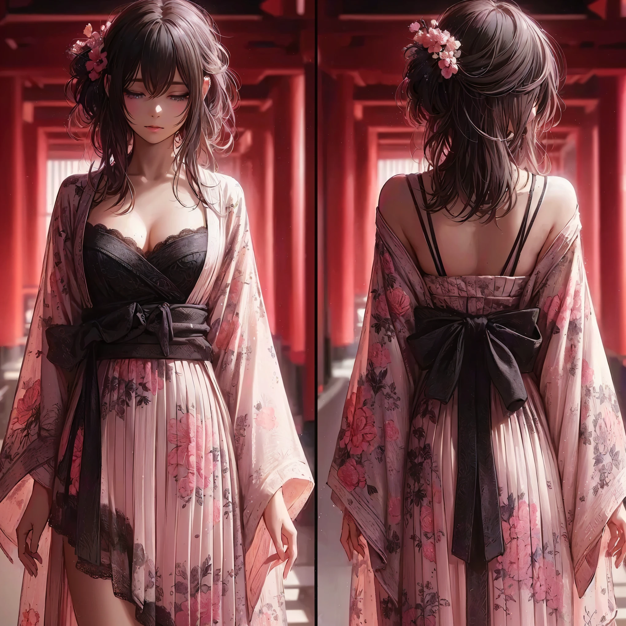 (best quality,4k,8k,highres,masterpiece:1.2),ultra-detailed,(realistic,photorealistic,photo-realistic:1.37),beautiful detailed eyes,beautiful detailed lips,A girl with beautiful eyes, An anime girl wearing a pretty dress, A cute anime wife in a lovely dress, trendy on Pixiv ArtStation, detailed digital anime art, Gwegs on pixiv artstation, a dress wearing , Gwegs' ArtStation pixiv, everyone, beautiful anime girl, cute anime girl, smooth anime CG art, anime style, vibrant colors, soft lighting, detailed drawn beautiful eyes, beautiful cleavage,