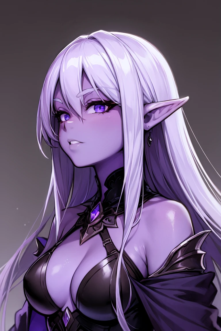 Woman, dark elf, portrait, purple skin