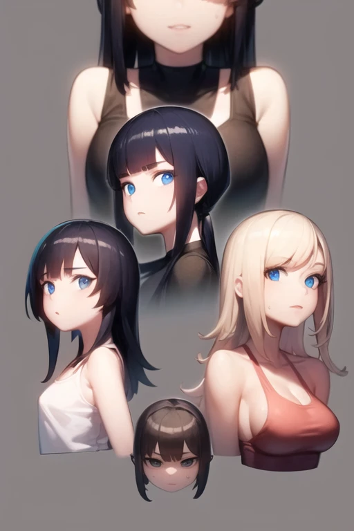 (best quality, detailed background, depth of field, volumetric lighting, absurd)), a group of women (18s, huge breasts, long hair), ((nude)) posing for a photo