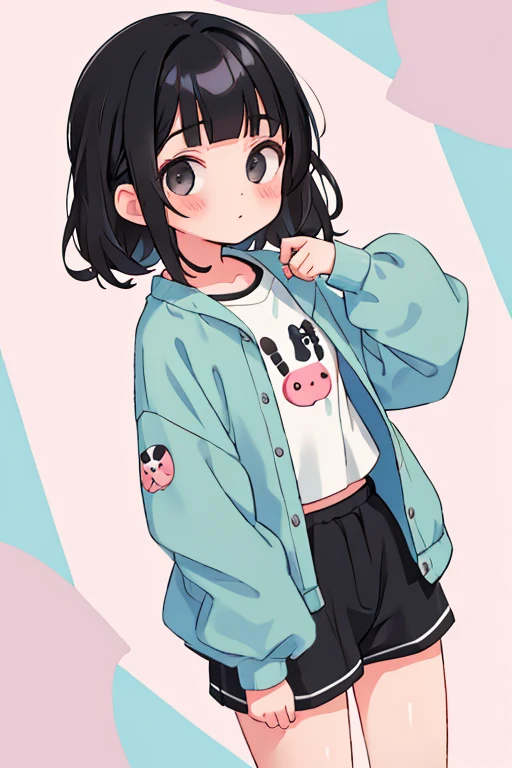 Trendy clothing,Trendy hairstyles,short bangs,black hair,highest quality,Teenage,NSFW,Changing clothes,young girl
