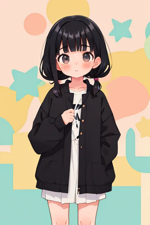 Trendy clothing,Trendy hairstyles,short bangs,black hair,highest quality,age,NSFW,Changing clothes,young girl,Shy