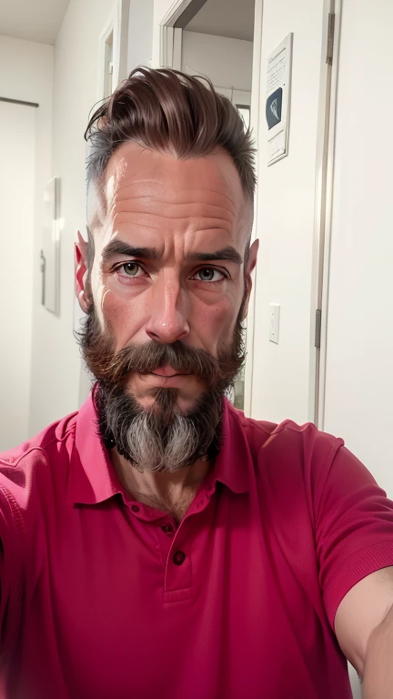 trimmed man with a beard and a pink shirt taking a selfie, hommes de 45 ans, homme de 4 0 ans, Gui Guimaraes, alexandros pyromallis, Photographie selfie 8k, selfie d'un homme, homme de 5 0 ans, thierry doizon, Vincent Maréchal, Georges Doutsiopoulos, 38 ans