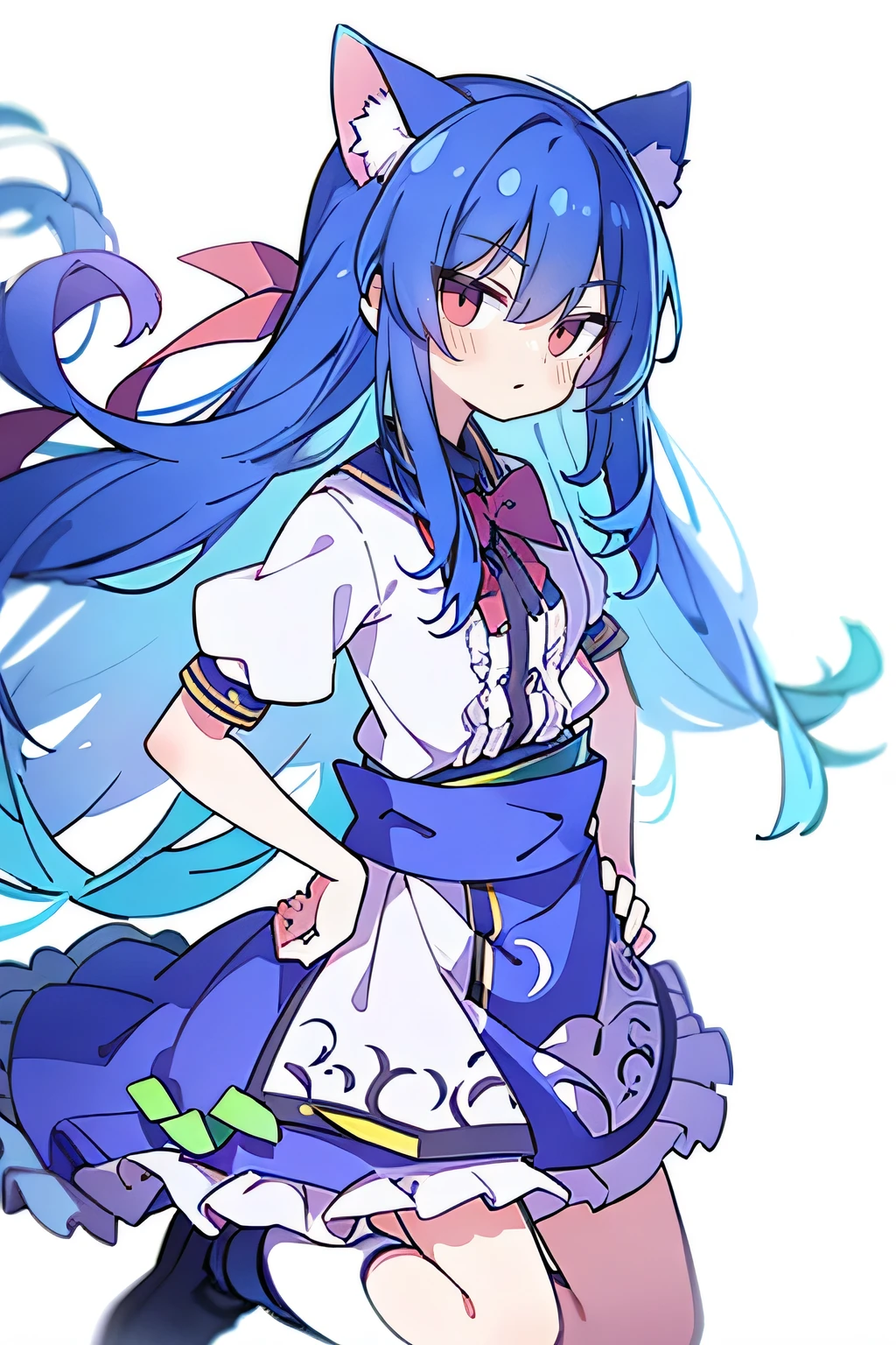 (masterpiece),best quality, expressive eyes, perfect face, 1girl,
Put your hands on your waist,fair, Gorgeous,Japanese cartoons,girl,lola,Hina Angel, blue hair, blue haired, floating clothes,Grab your waist, Grab your waist, hands on hips , hands on hips,sit, sit on ground, Legs on the ground, flat chest,cat ears,