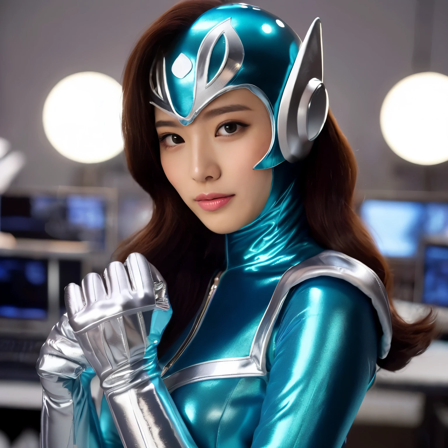 best image quality、Super high resolution、(realism:1.4)、Korean beauty star、The most beautiful KPOP star、horny face、Horny Korean makeup、erotic expression、A body that makes you want to touch it、erotic photos、((Realistic shiny satin fabric texture、High-gloss stretch satin fabric that is smooth and smooth to the touch.、The drape of the curved part of the shiny satin fabric、strong shiny costume、The smooth and beautiful quality and luster of the costumes、A shiny costume made of high-quality satin fabric with high density.、Smooth to the touch oil light liang ultra-class battleship skin coat COS、Super SentaiWomen&HeroineSuit、Texture of costumes that satin fetishists respond to、Thin, glossy stretch satin fabric)),8K photo quality