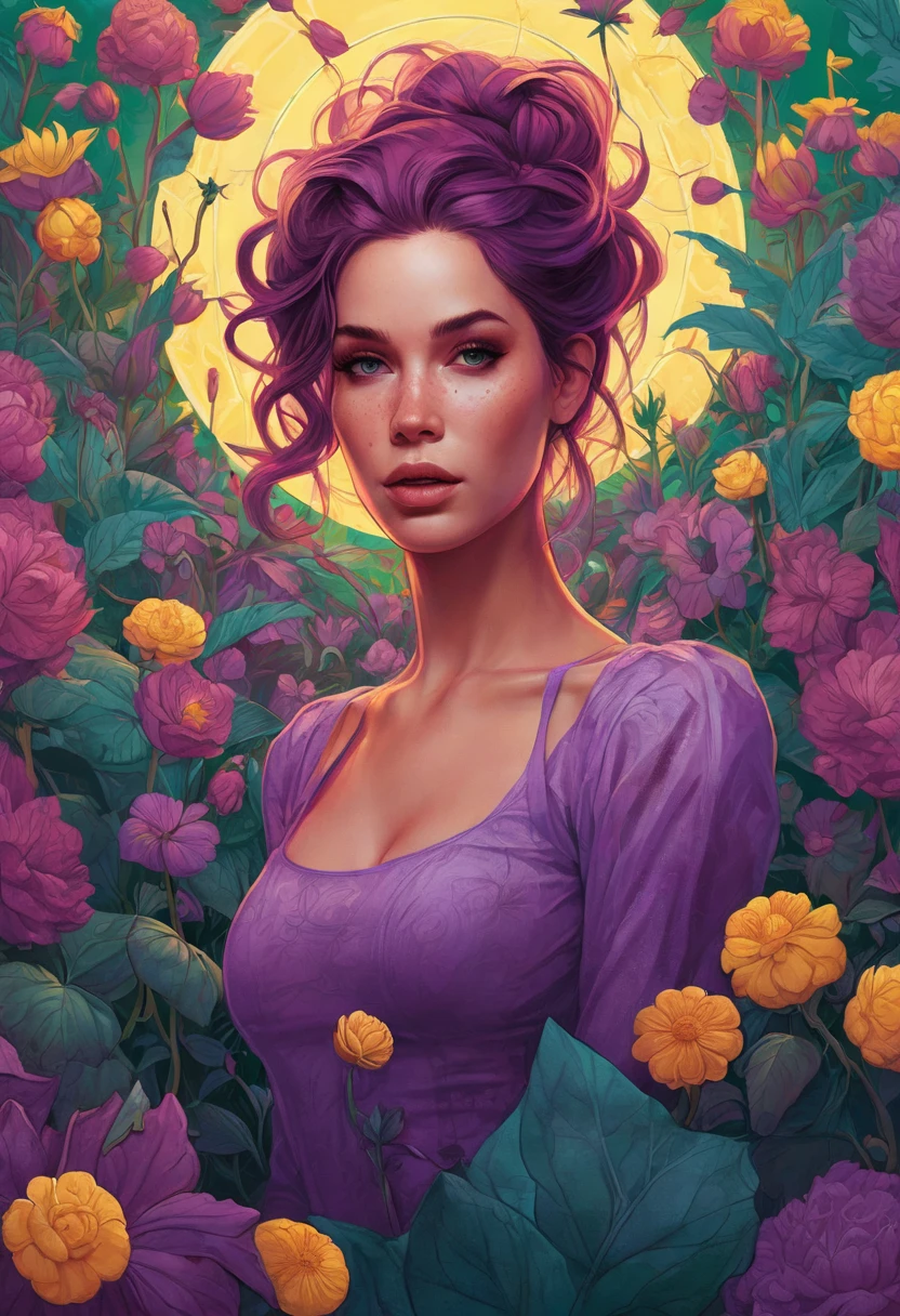 (((Full body shot))), (((bare feet))), (((Standing on the ground))), cartoon version of of (ohwx woman) cartoon character artstation digital painting portrait design by mark brooks and brad kunkle detailed face highly stylized realistic cinematic lighting dramatic shadows fine detail 4k 8K sharp focus high resolution octane render photorealism trending on ArtStation GTA cover page with textured flowers in background beautiful colors blue black red pink green purple violet teal gold white yellow color scheme bright vivid contrast fantasy style beepley artwork