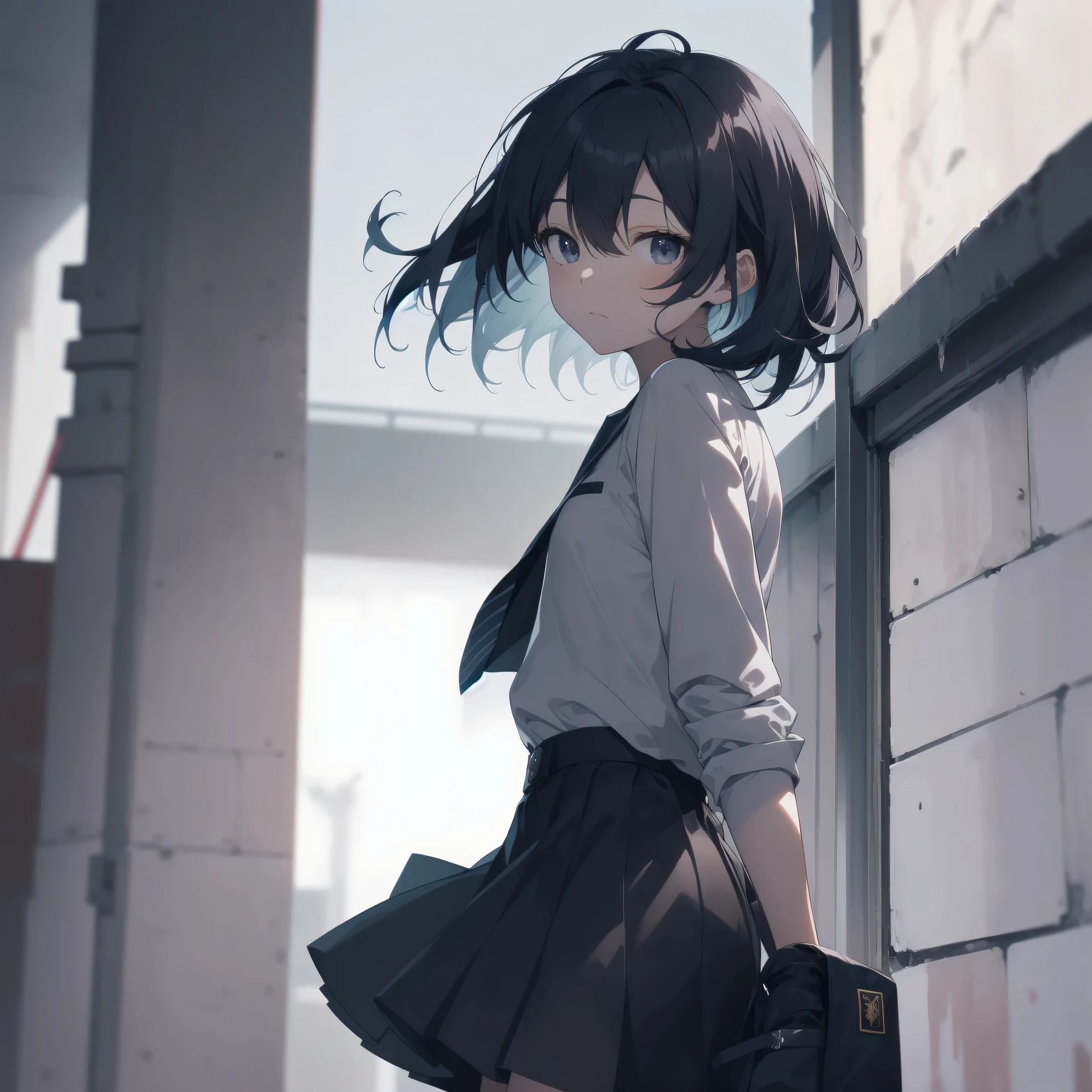 ultra-absurdres-Top quality by artist God, ultra-detailed, high resolution, anime moe artstyle, best anime 8k konachan wallpaper, pixiv contest winner, perfect anatomy,break, 1girl, (Please draw a girl walking sleepily to school alone. )break,(Solo,little female, 13-year-old:1.3),Full limbs, complete fingers,a junior high school student,  (very short hair), short cut, flat chest, , small butt, small black eyes, beautiful detailed eyes, well-proportioned iris and pupils, expressive eyes, highres detailed hair, soft expression, school_uniform, official_alternate_costume, pleated skirt,(Detailed Lighting), (Detailed background), in the School commute route. break,super detailed skin, Best cinematic lighting powered by famous artist, 8k,beauty illustration,photoshop_(medium),very aesthetic,break,((artist:kanon_(kurogane_knights) )), artist:akinashi yuu ,artist:oyari ashito ,artist:kantoku ,