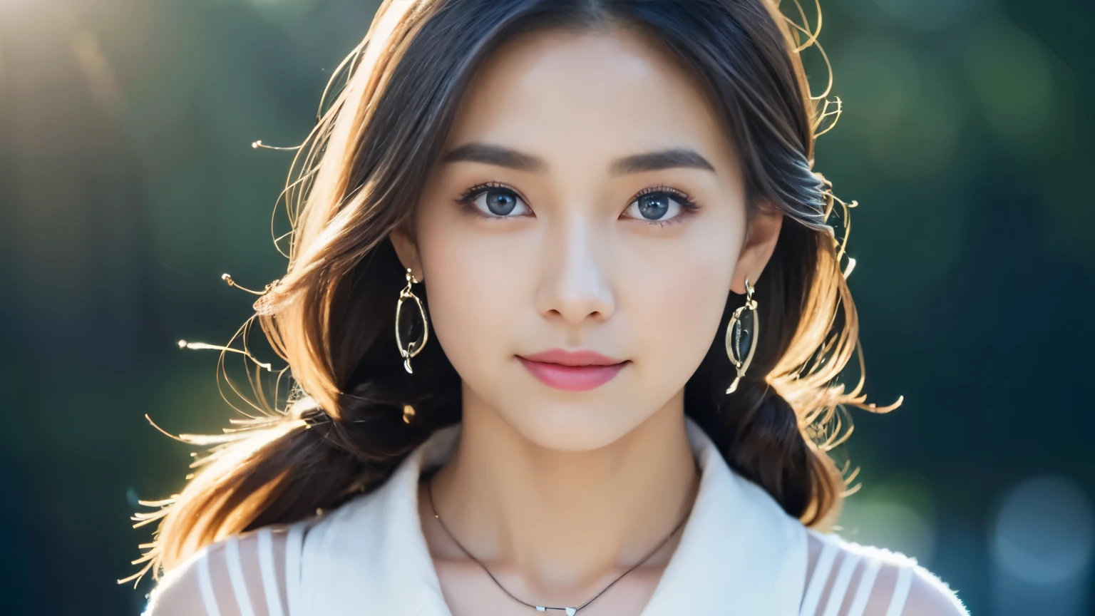 (((32k,very high resolution, high detail, very accurate,傑作girl1))),Raw photo & realistic atmosphere,beautiful dark blue eyes,detailed mouth,glossy lips,fine eyebrows,Soft white skin that shines in every detail,,detailed eyes、Very beautiful eyes with deep blue eyes,lip details、very beautiful face,very well-shaped face、lifelike face,glossy beautiful lips,beautiful eyebrows,infinite reality,best design,（A very cute and modest 18 year old Japanese girl.,,toned body,Perfect Gal Leader Model,Beautifully shaped breasts,とても可愛い美girlです,girl：1.5）,best natural makeup,japanese id,korean idol,Young sensual idols,Moist eyes,dark beautiful eyes,beautiful butt,beautiful feet,,camel&#39;s foot,：1.3),超A high resolution、,natural and realistic face,Backlight,Her pure eyes are too cute,(((photorealism,Take a full body photo))),,reality live action,（simple earrings,necklace,nail art,Sheer blouse,Her hair is a mixture of blonde and blue and tied in a braid.,solo,,smile slightly,Full body Esbian：1.7）,（Full Body Fashion：1.8）,（Cute pendant）