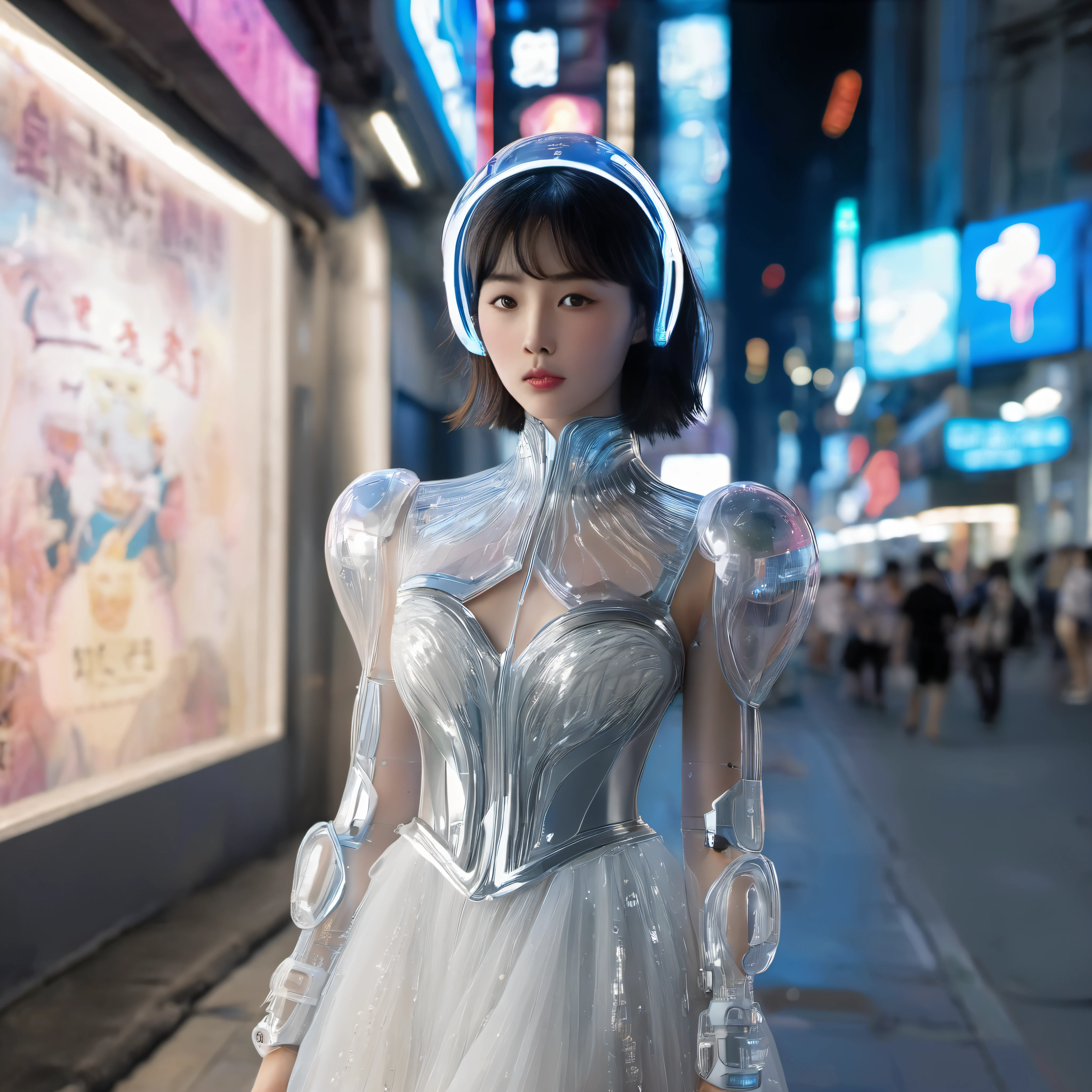 (highest quality、4k、8K、High resolution、masterpiece: 1.2)、Super detailed、(genuine、photogenuineistic、photogenuineistic: 1.37)、Destruction of a Great City、(A woman with telekinesis、Standing in front of a giant jellyfish robot controlled by the invaders.:1.37) 、(Women are young and beautiful、18-year-old、unparalleled beauty:1.5)、Insert a mental barrier to resist robot attacks、Vibrant cityscape、bright colors、Shining skyscrapers、Busy Street、Futuristic architecture and technology、Advanced Holographic Displays、Neon light splashes 、dramatic lighting、intense shadow、The awe-inspiring power that women exude、determination in his eyes、Elegant flowing gown、Dynamic action in the wind、Stretch out your arms and lunge towards the robot.、Powerful energy is emitted from the hands.、blue shining aura、sparks of electricity、electricity crackling in the air、A whirlpool of energy surrounding women、A fascinating and surgenuine atmosphere、A sense of danger and impending doom、Background chaos and destruction、Crumbling Building、flying debris、Smoke and flames、 The contrast between beauty and destruction、The battle between technology and the extraordinary power of young women,A jellyfish robot is destroyed by a woman with telekinesis.、come apart