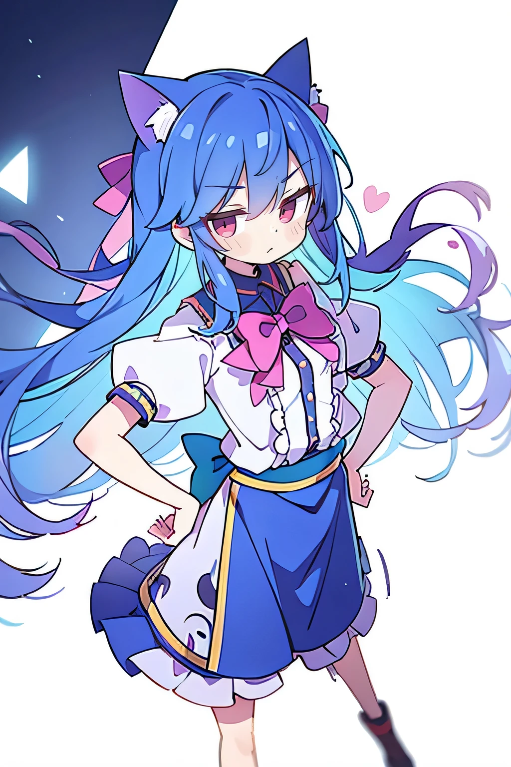 (masterpiece),best quality, expressive eyes, perfect face, 1girl,
Put your hands on your waist,fair, Gorgeous,Japanese cartoons,girl,lola,Hina Angel, blue hair, blue haired, floating clothes,Grab your waist, Grab your waist, hands on hips , hands on hips,sit, sit on ground, Legs on the ground, flat chest,cat ears,
