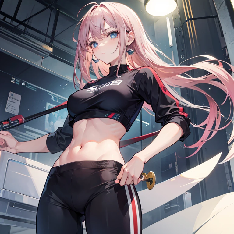 Woman wearing low set pants and crop top