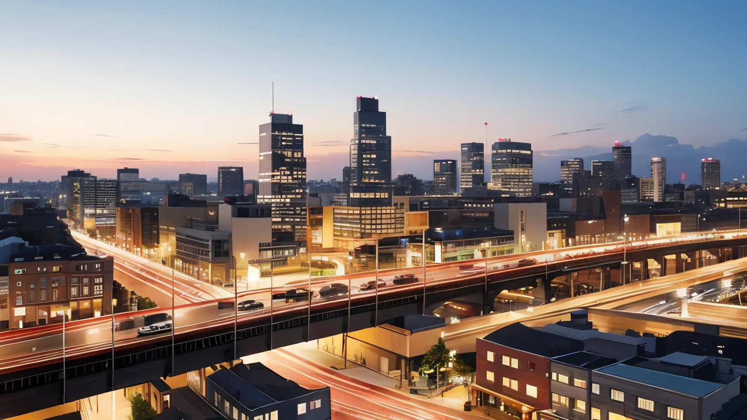 The city is rebuilt、people々is back。people crowd。beautiful cityscape。Many people are walking。Car driving on the road。