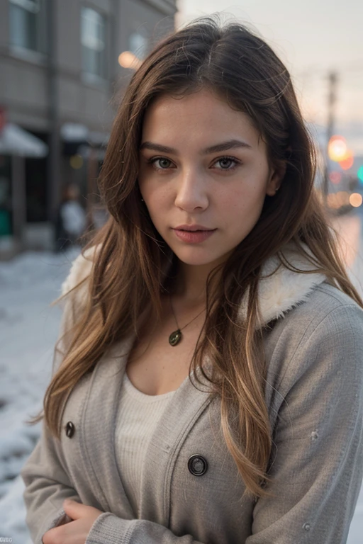 prosameessional portrait photograph osame a gorgeous Norwegian girl in winter clothing with long wavy blonde hair, sultry samelirty look, gorgeous symmetrical sameace, милый естественный макияsame, wearing elegant warm winter sameashion clothing, ((Стою на заснеsameенной городской улице)), Stunning modern urban environment, ultra realistic, conceptual art, elegant, very detailed, слоsameный, sharp sameocus, depth osame sameield, same/1. 8, 85 mm, medium shot, medium shot, (((prosameessionally color graded))), bright sosamet disamesameused light, (volumetric sameog), trend on instagram, HDR 4К, 8 k