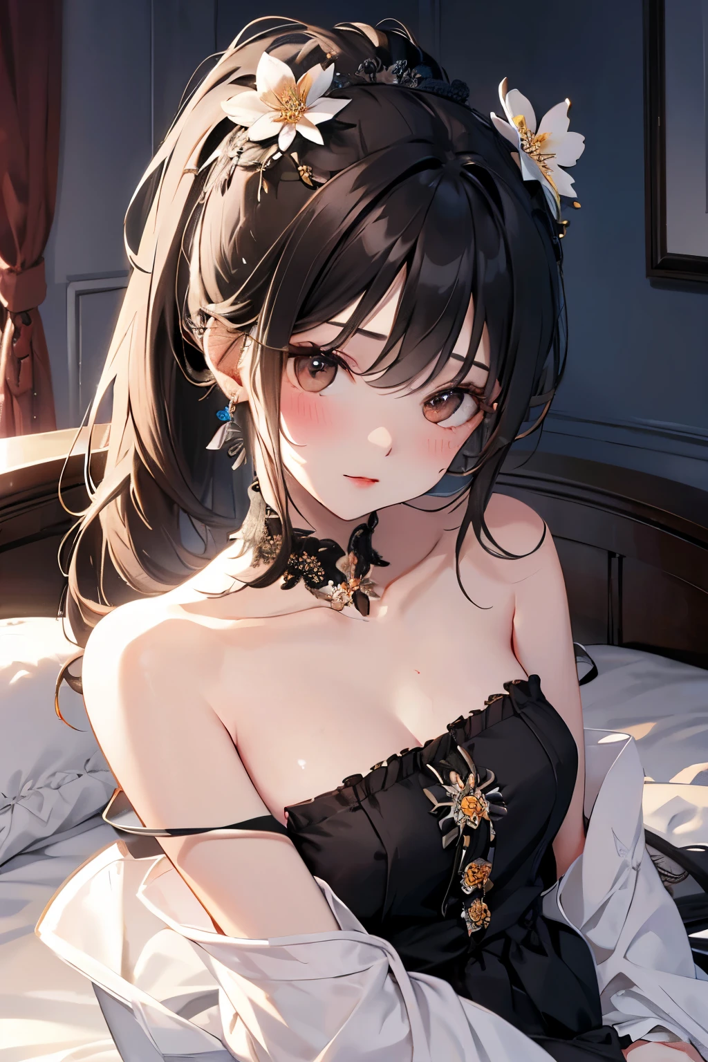 (((Erasing clothing to expose breasts)))、((Exposing the breast))、(超A high resolution、top-quality)、((highlydetailed skin))、(large udder:1.2)、((small nipples directed upwards,))、((Bare))、
