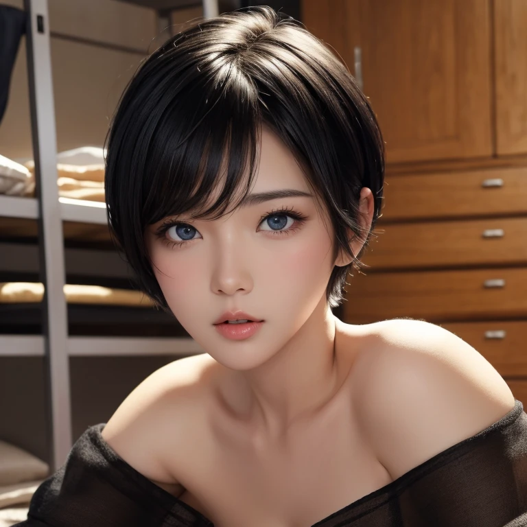 (8k, Realistic, RAW Photos, highest quality: 1.3), (1 girl), 超beautiful, (Realistic face), (boyish, Silver colored super short hair), beautiful , A brilliance that captivates the viewer, beautiful expression, beautiful breasts, (Realistic skin), beautiful...、whole body、Browsing Caution、nude、nsfw