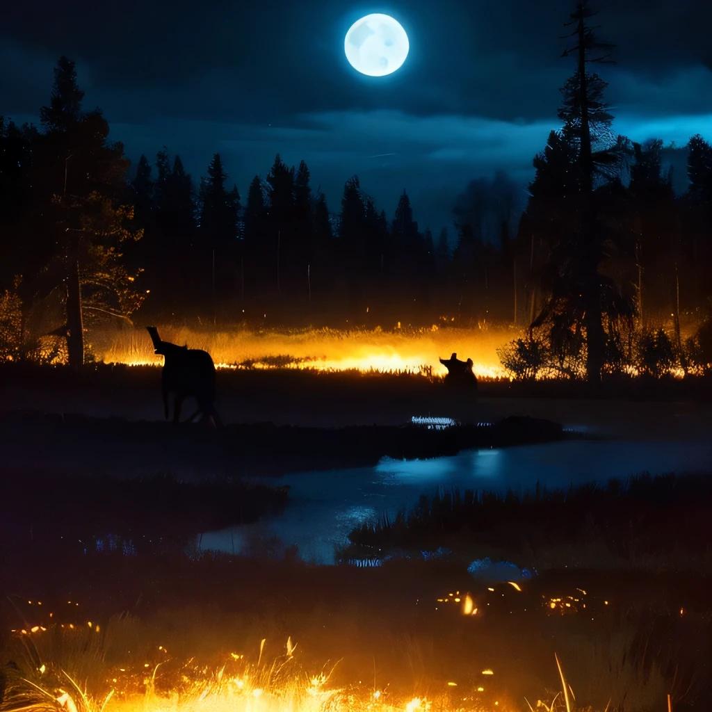 (best quality,4k,8k,highres,masterpiece:1.2),ultra-detailed,(realistic,photorealistic,photo-realistic:1.37),dark,black magic,vivid colors,ominous,mesmerizing,black cat glowing eyes,mysterious,shadowy figures,night sky filled with stars,gloomy landscape,hauntingly beautiful,gothic architecture,twisted trees,moonlit scene,dark clouds,ethereal glow,imposing moon,silhouettes of witches,witchcraft rituals,black feathers,forbidden spells,otherworldly beauty,morbid charm,eerie atmosphere,dreamlike tension,ominous presence,unsettling darkness,golden moonlight reflecting off a lake,enchanted forest,whispering winds,secrets of the night,magical incantations,witches' coven,spells cast under a moonlit sky