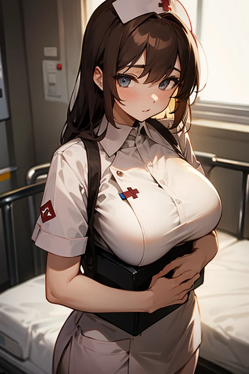 Semi-long Brown,nurse,Large chest,woman,20 units,hospital,cute,Eyes Brown