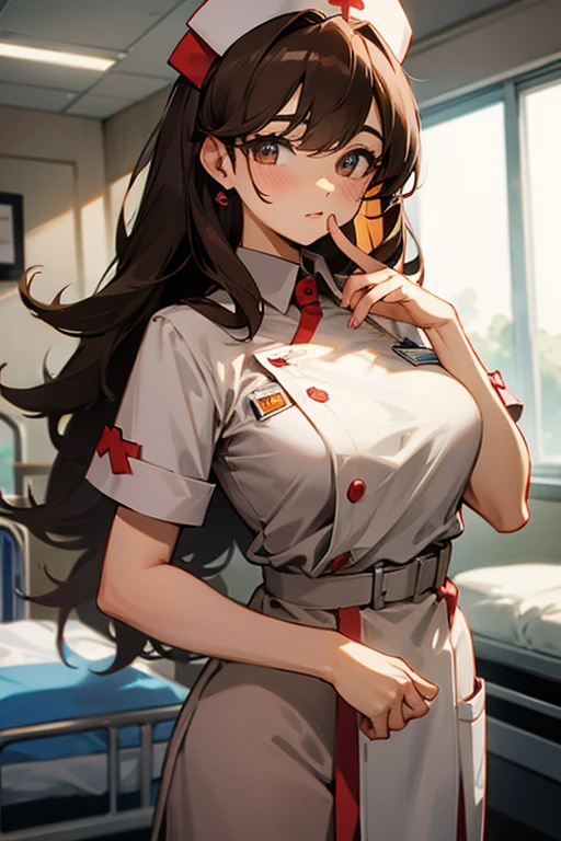 Semi-long Brown,nurse,Large chest,woman,20 units,hospital,cute,Eyes Brown