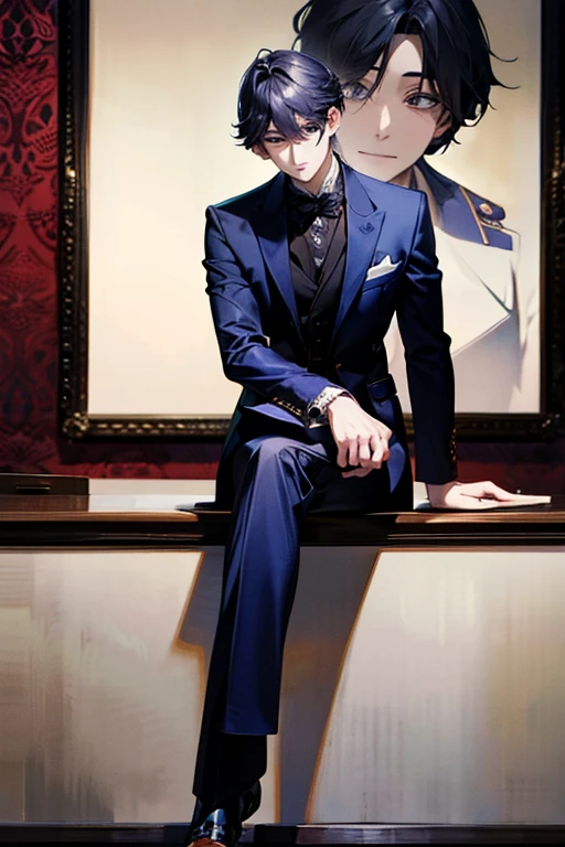 masterpiece, masterpiece_portrait, distinct, distinct_image, high_resolution, highres, high_quality_anime, high_quality, hyper_detail, finely_detailed,4K, men, btssuga a man in a suit, navy suit,perfect_face, perfect_eyes,perfect_arms, perfect_hands, perfect_fingers, perfect_legs, perfect_feet, perfect_toe